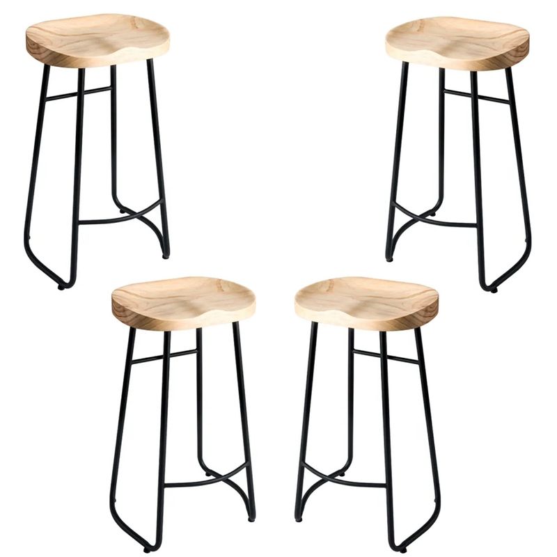 CRUSEC - Pack 4 Sillas De Bar Metálica 75 Cm Asiento Madera