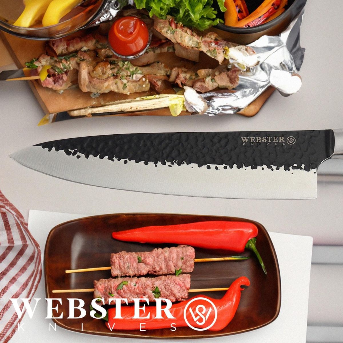 WEBSTER - Cuchillo Acero Premium Webster Parrillero Cocina Chef - Cafe