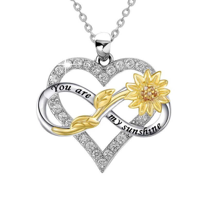 GENERICO - Collar Plata 925 Corazon Infinito Flor Girasol Regalo Mujer