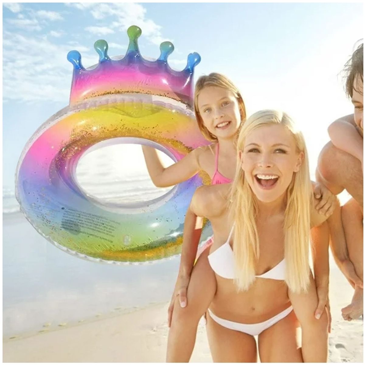 GENERICO - Flotador Inflable Para Piscina Con Lentejuelas Y Corona Divertido