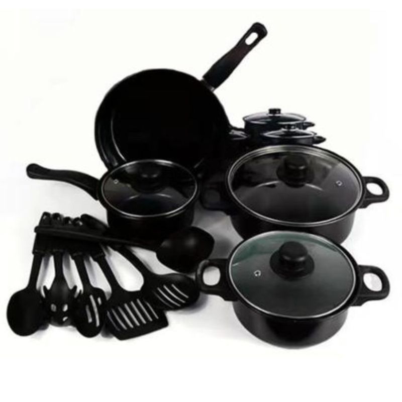 GENERICO - Juego De Ollas y Utensilios de Cocina 13 Piezas NEGRO