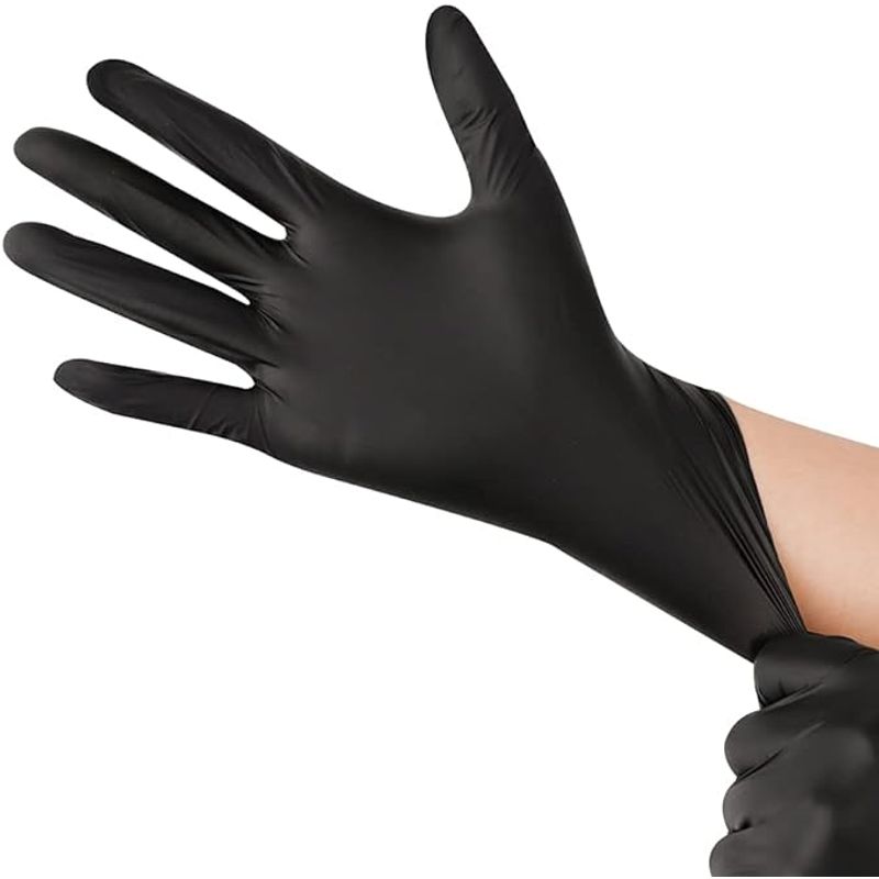 GENERICO - CAJA DE 100 GUANTES NEGRO LATEX LIBRE DE POLVO ALTA CALIDAD TALLA S