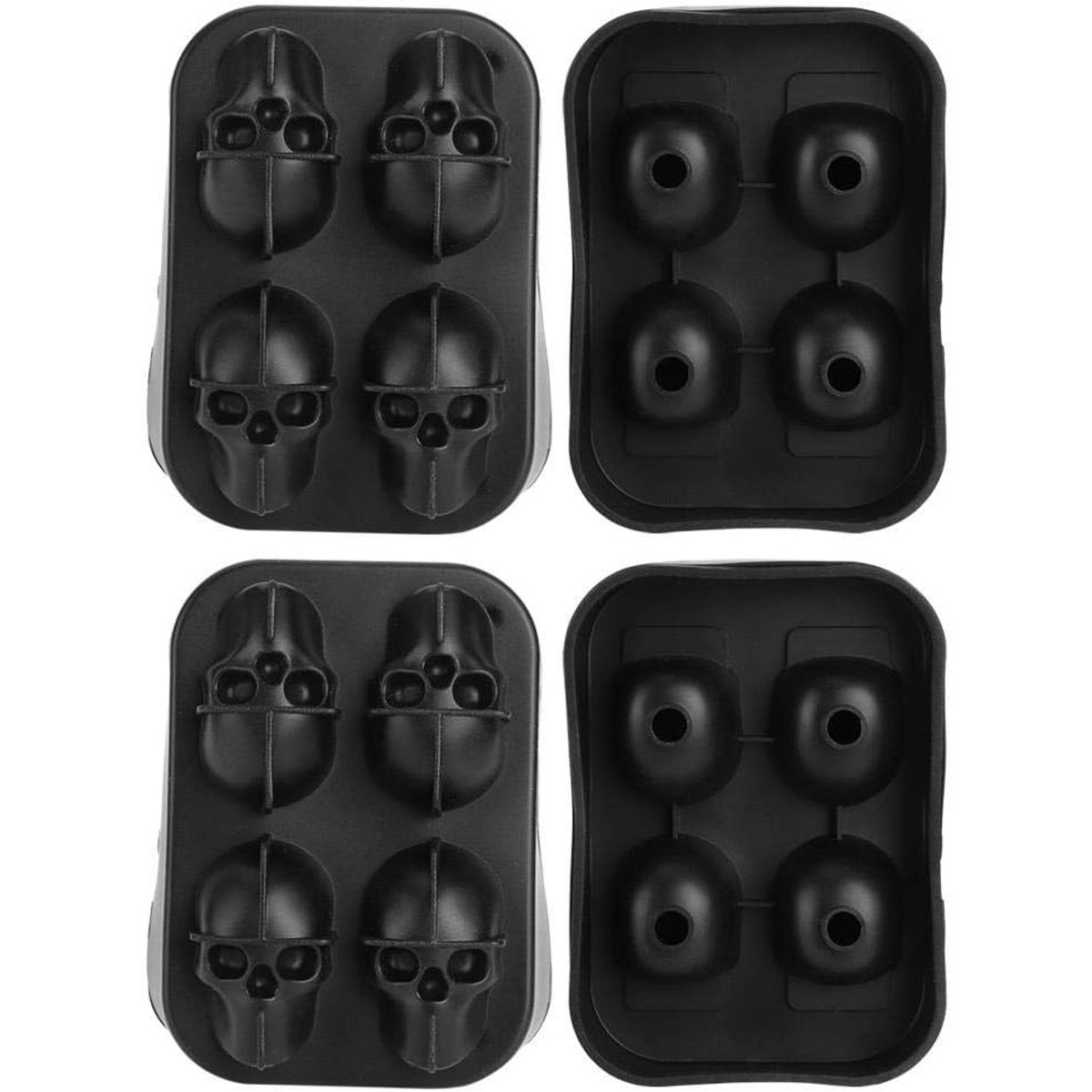GENERICO - Pack X2 Cubetera Hielo De Silicona Calavera Molde Hielo Flexible