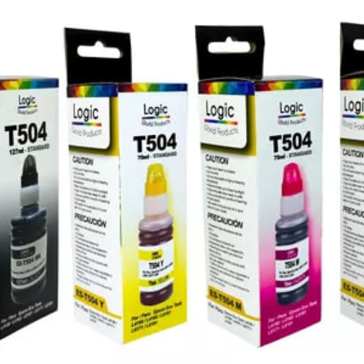 LOGIC - Pack 4 Tintas T504 Para Epson Ecotank Color 70 ml Y Bk 127 ml