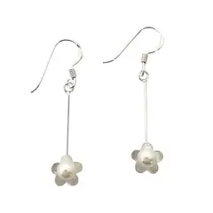 ANDREA COGGIOLA JOYAS - Aros Flor Perla Plata Fina 925