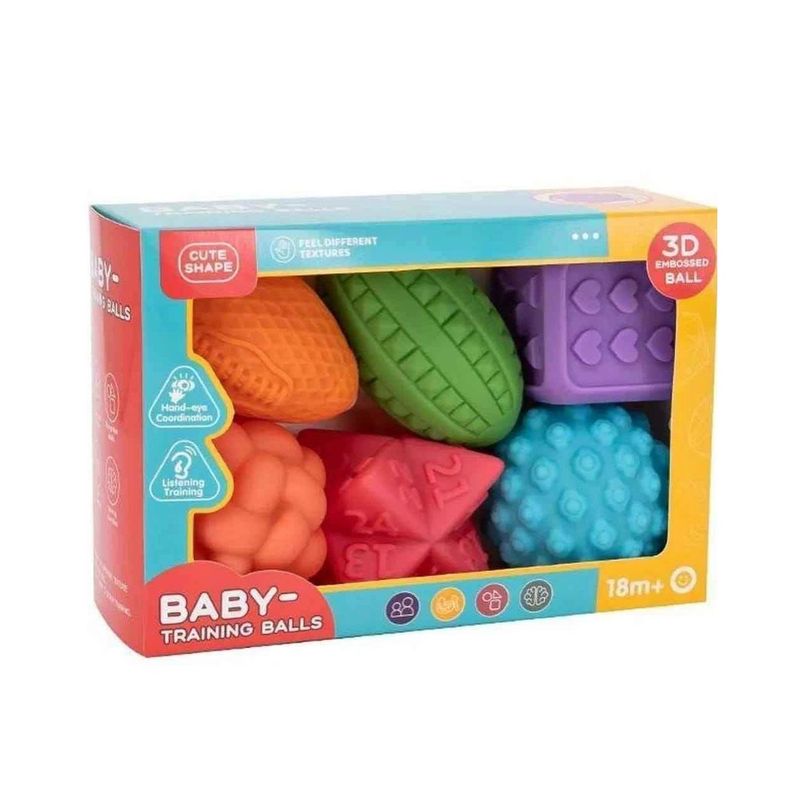 GENERICO - Set 6 Pelotas Sensoriales Texturizadas Para Bebes Cute Shape