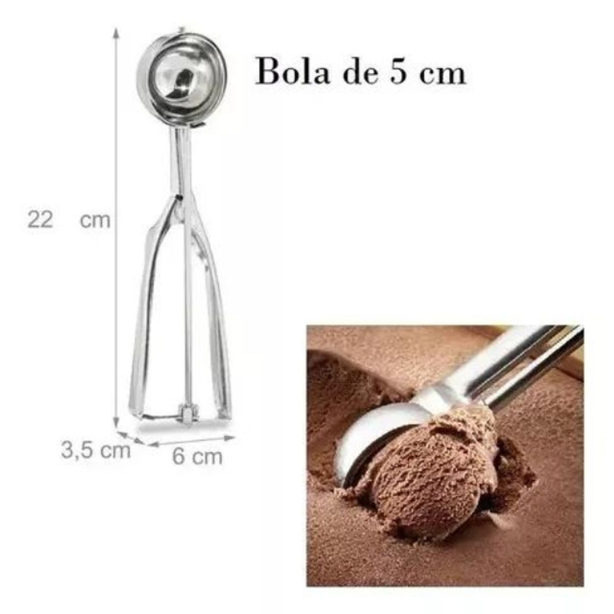 GENERICO - Cuchara para Helado Acero Inoxidable