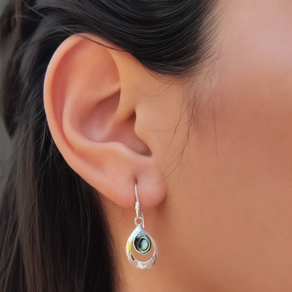 COGGIOLA - Aros gota abalón colgante plata fina 925