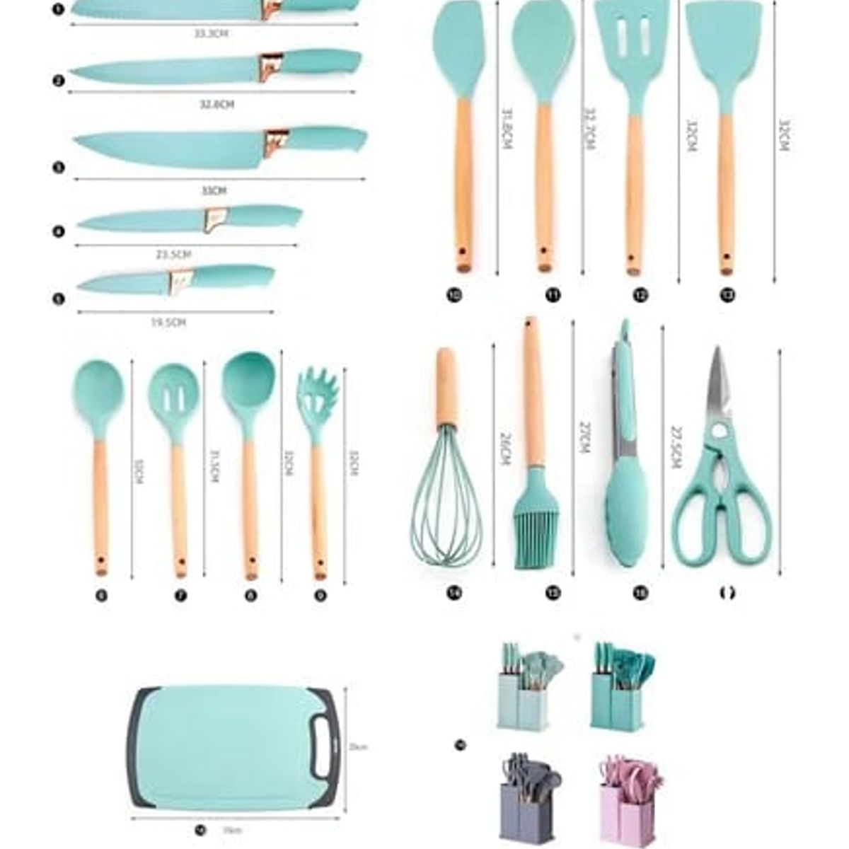 GENERICO - Set De Utensilios de Cocina Silicona 19 Piezas
