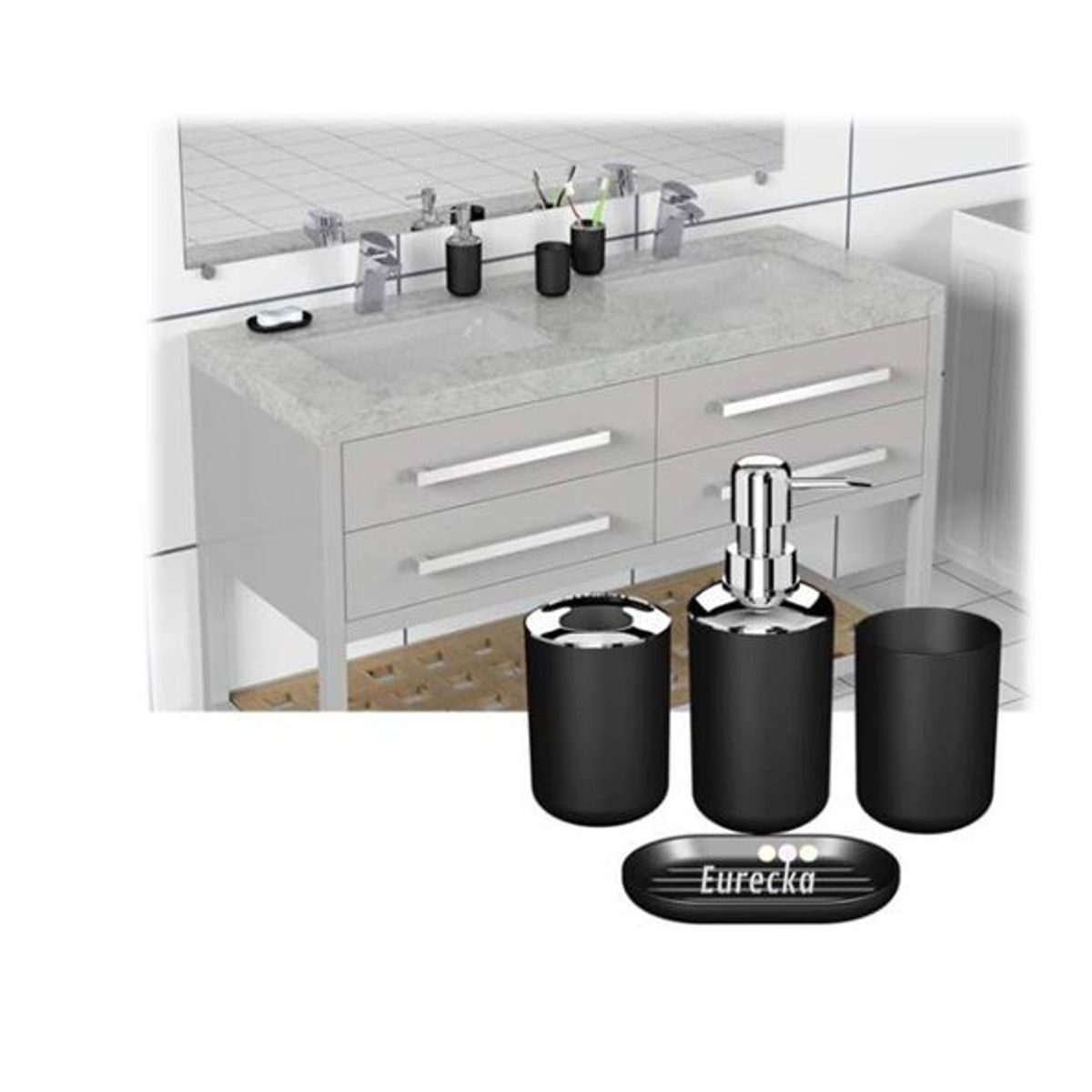 GENERICO - Set Accesorios De Baño 4pzs Portacepillos Jabonera Dispensador Vaso
