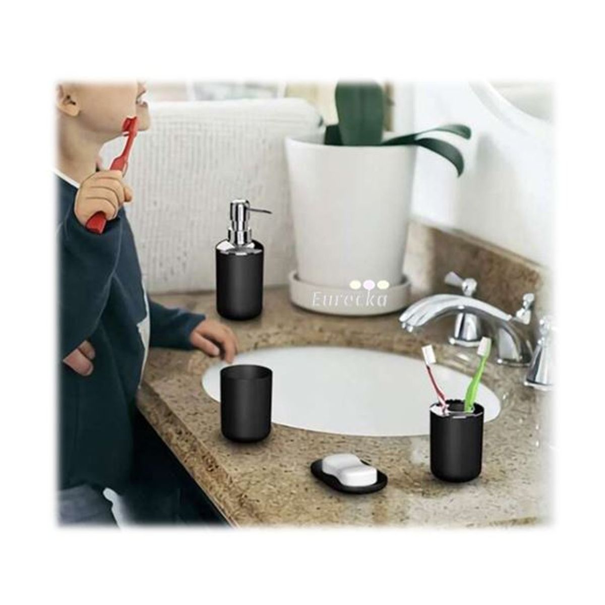GENERICO - Set Accesorios De Baño 4pzs Portacepillos Jabonera Dispensador Vaso