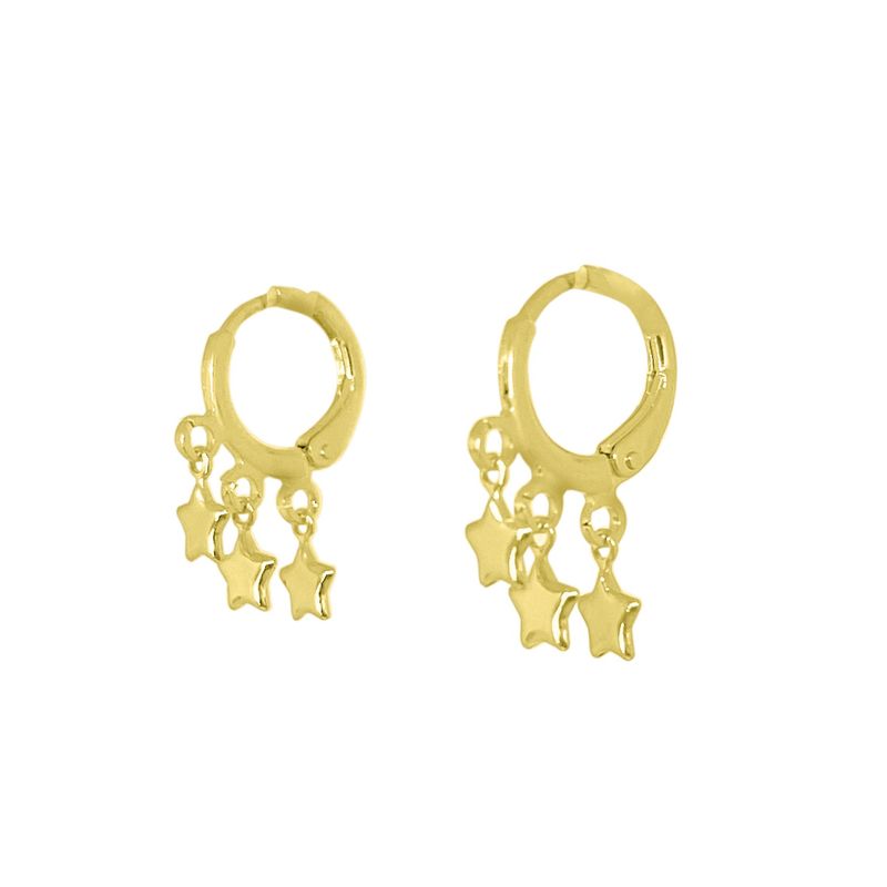 ANDREA COGGIOLA JOYAS - Aros Argollas Tres Estrellas Enchapado Oro 18K