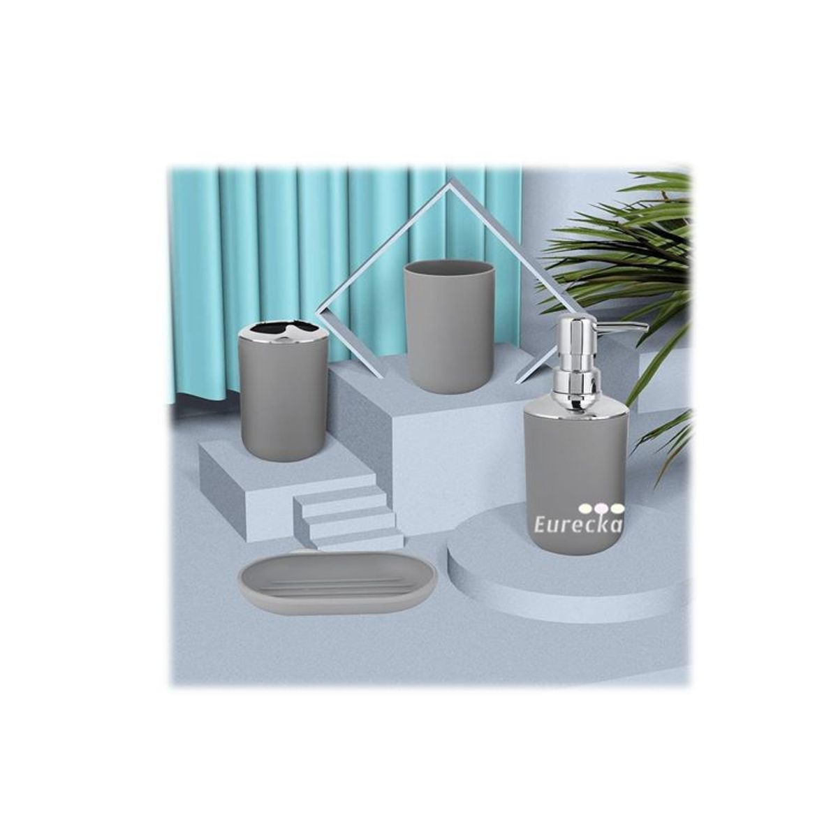 GENERICO - Set Accesorios De Baño 4pzs Portacepillos Jabonera Dispensador Vaso