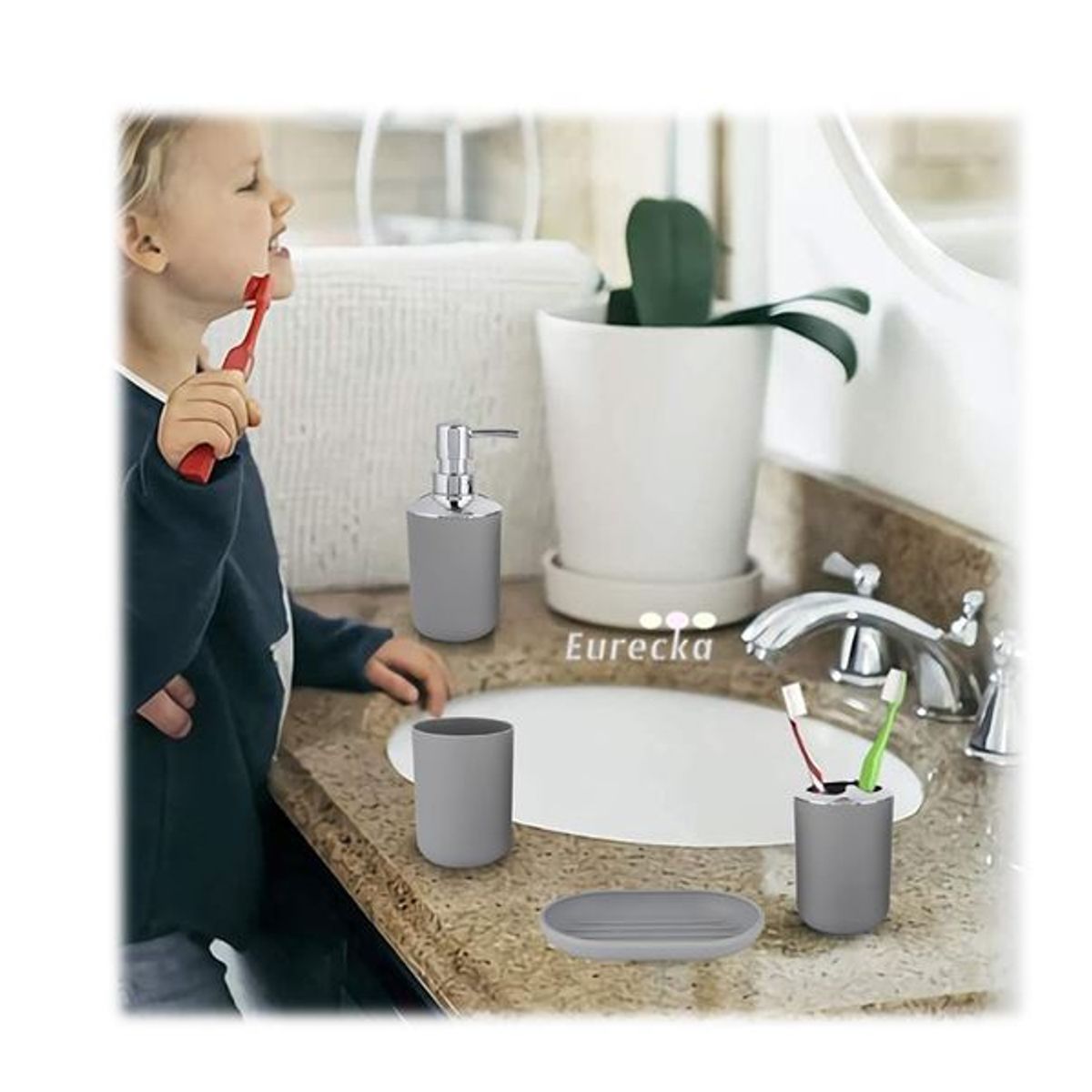 GENERICO - Set Accesorios De Baño 4pzs Portacepillos Jabonera Dispensador Vaso