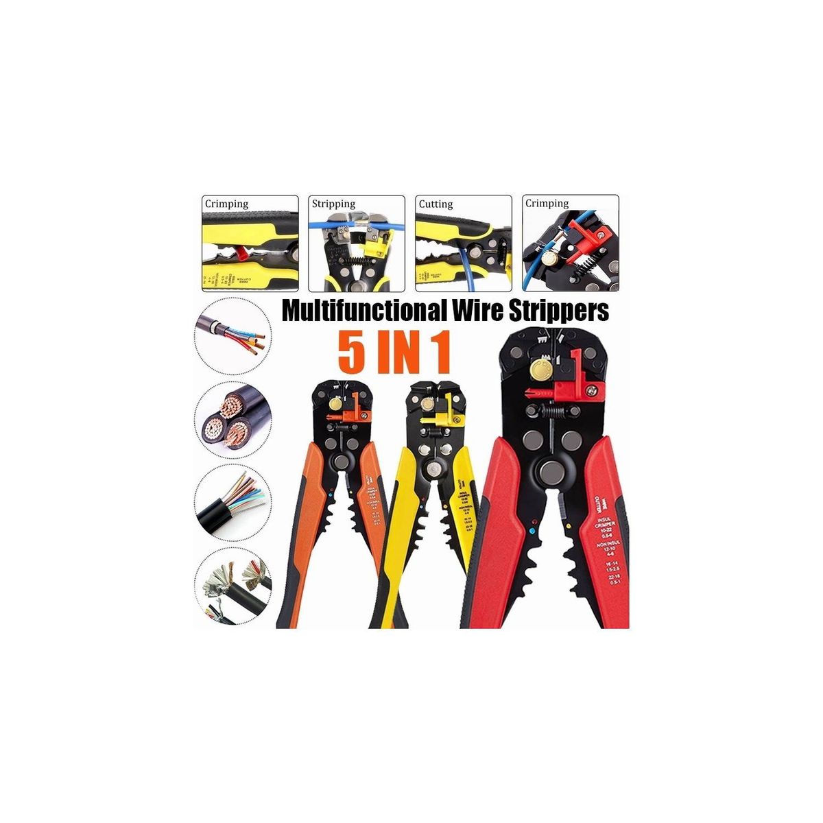 U BUY - Pinza Pelacables Automatico 8 Pulgadas 5-in-1