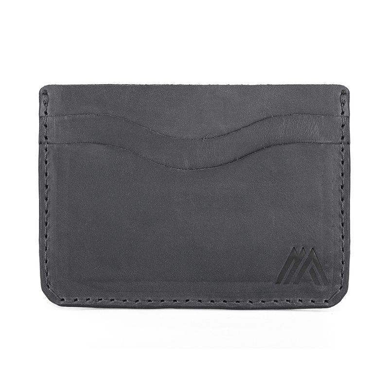 MILLAM - Tarjetero Simple Doble Cara Cuero Natural Negro