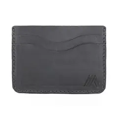 MILLAM - Tarjetero Simple Doble Cara Cuero Natural Negro