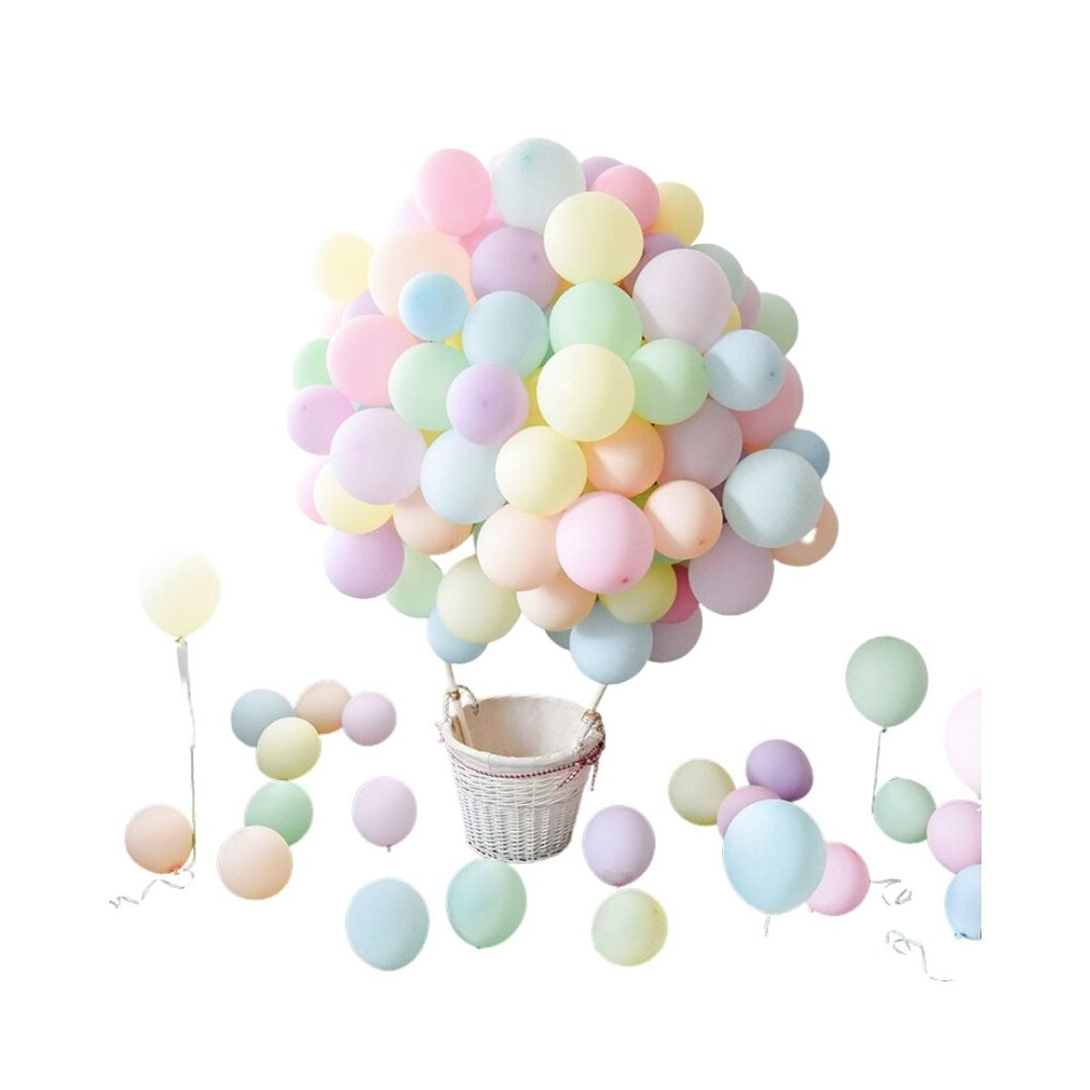 BABYLUNA - 100 Globos Macaron para Fiestas o Cumpleaños, con Inflador