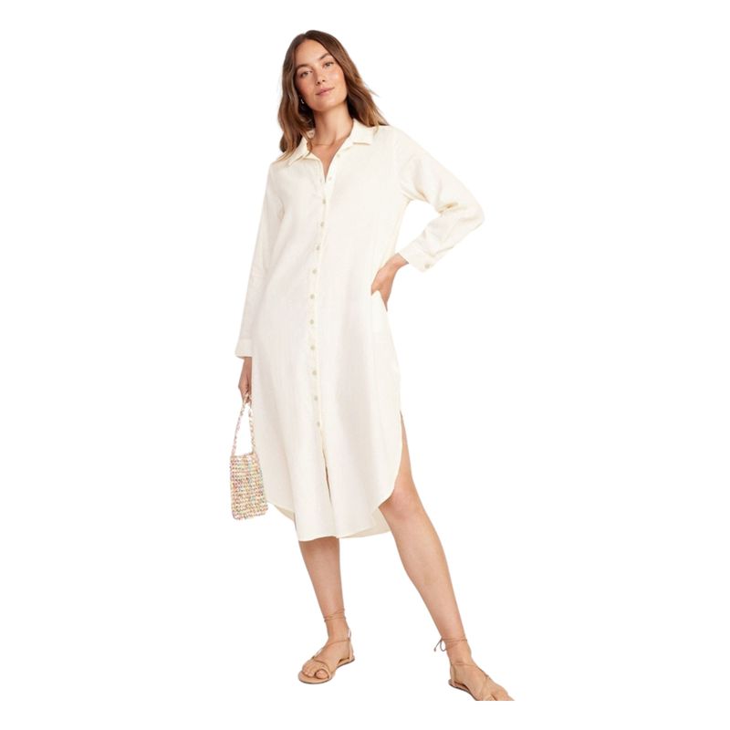 OLD NAVY - Vestido Tipo Camisa Manga Larga Blanco Mujer OLD NAVY