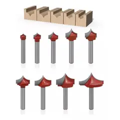 GENERICO - Fresa Madera Doble Perfilado Curvo Vástago 6mm 9pcs