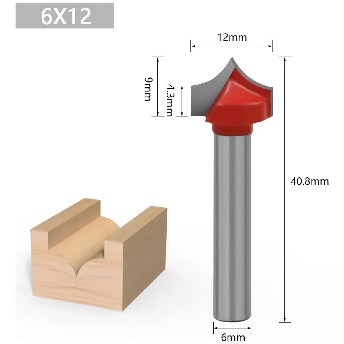 GENERICO - Fresa Madera Doble Perfilado Curvo Vástago 6mm 9pcs