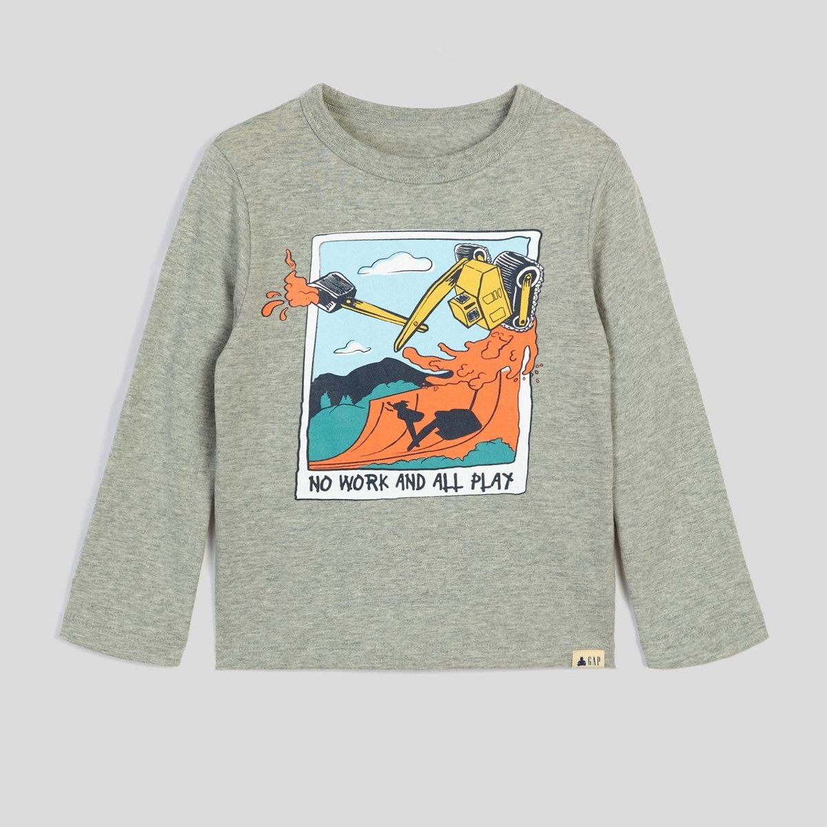 GAP - Polera Toddler Niño Grafica Manga Larga Gris GAP