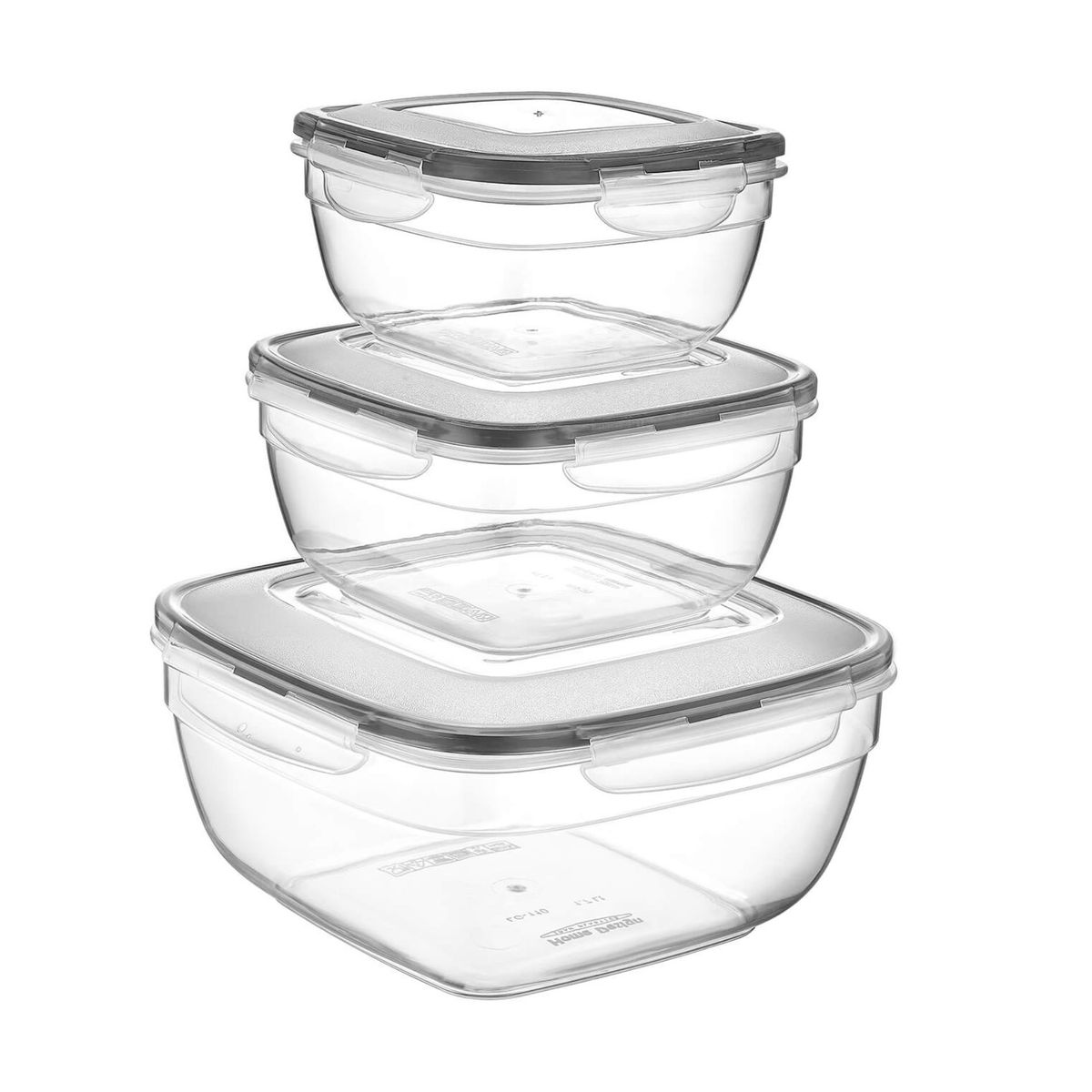 GENERICO - Set 3 Contenedores De Alimentos Cuadrados Plastart