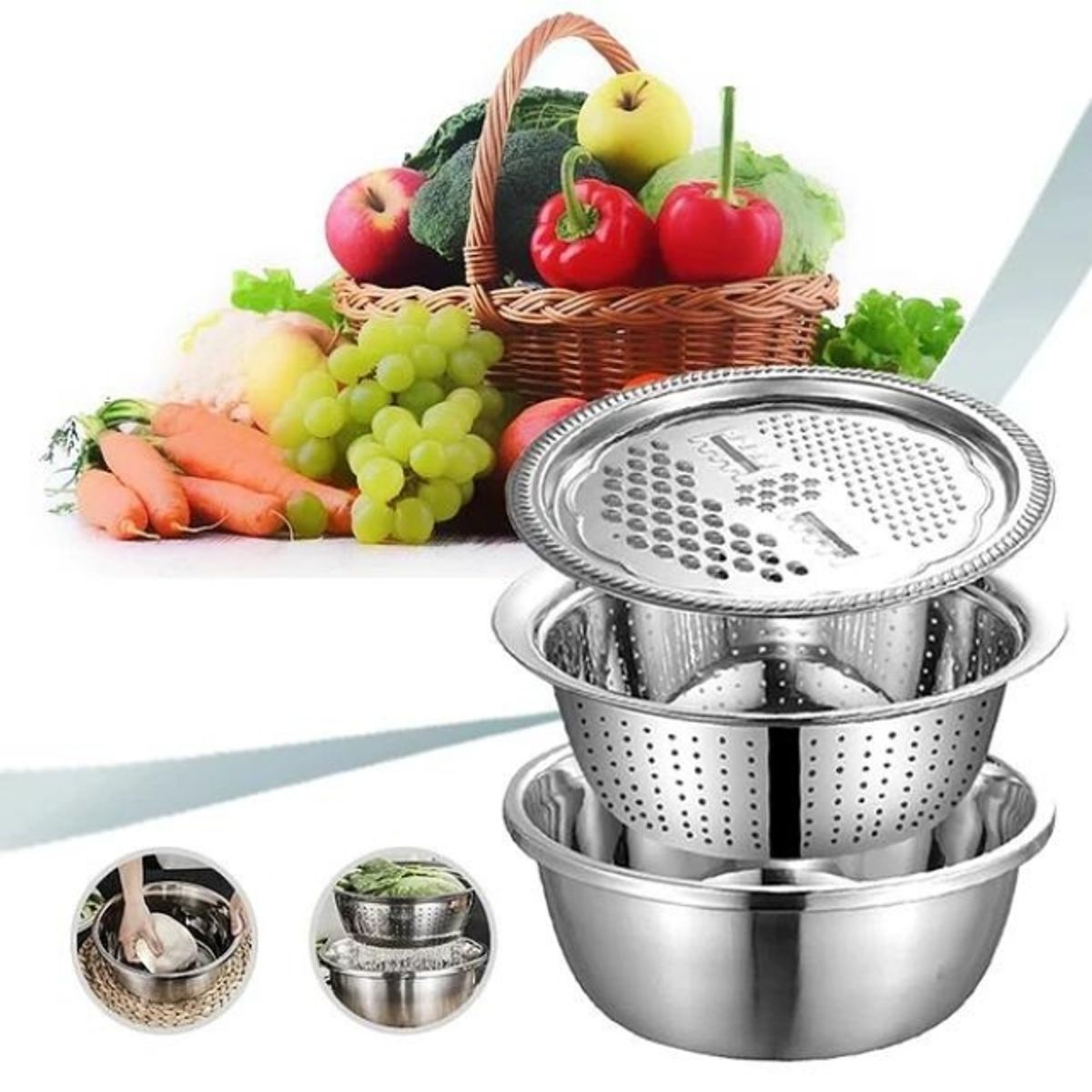 GENERICO - Lavabo Multifuncional con Rallador, Cesta de Drenaje 3 en 1