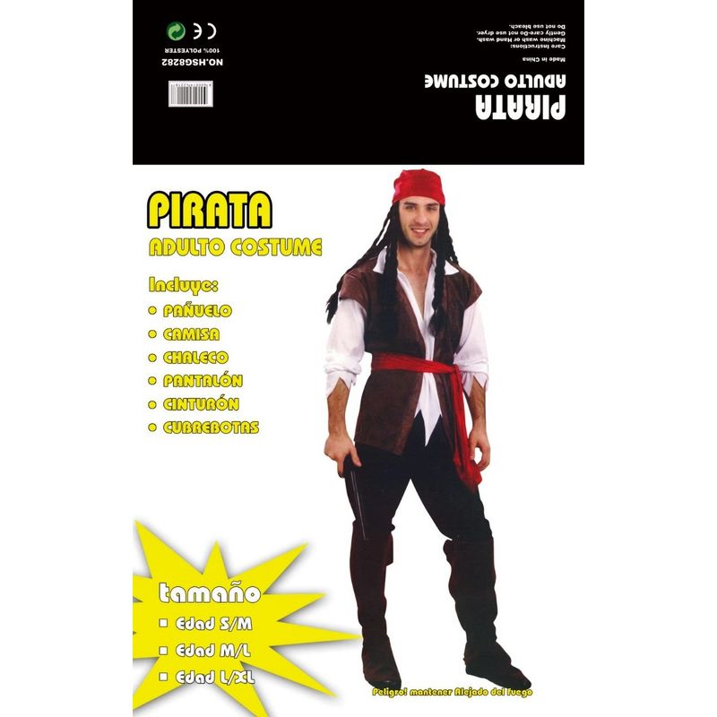 GENERICO - Disfraz Adulto Pirata Jack Sparrow Talla SM