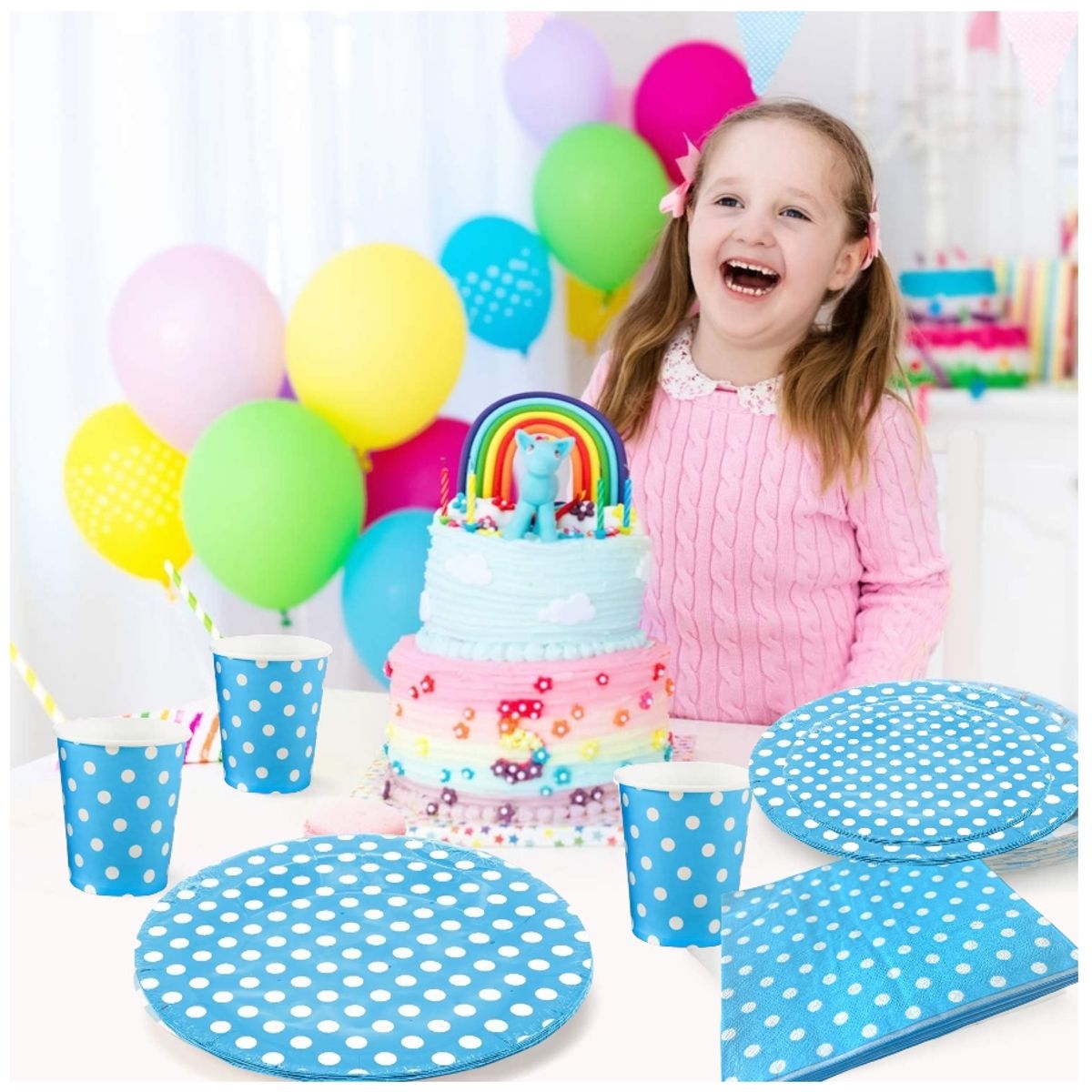 Pasteleria - 10 Vasos Desechables Decoración Cumpleaños Desechables Azul