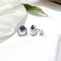 GENERICO - Aros de Plata Tornillo Circulo con Circón