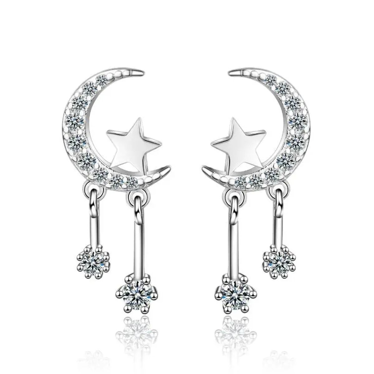 TODOJOYAS - Aros Luna Circones y Estrellas Plateado
