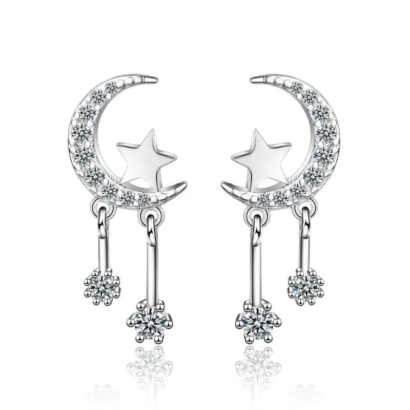 TODOJOYAS - Aros Luna Circones y Estrellas Plateado