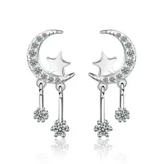 TODOJOYAS - Aros Luna Circones y Estrellas Plateado