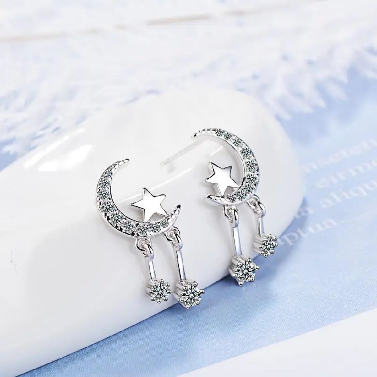 TODOJOYAS - Aros Luna Circones y Estrellas Plateado