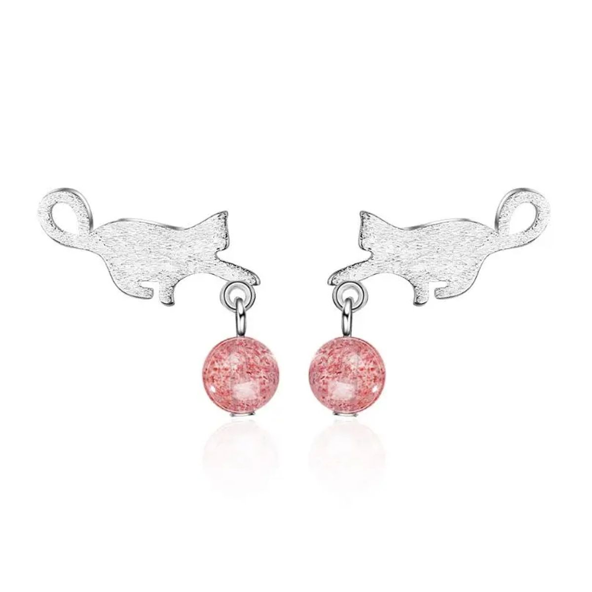 TODOJOYAS - Aros Gatito Jugueton Bolita Rosada