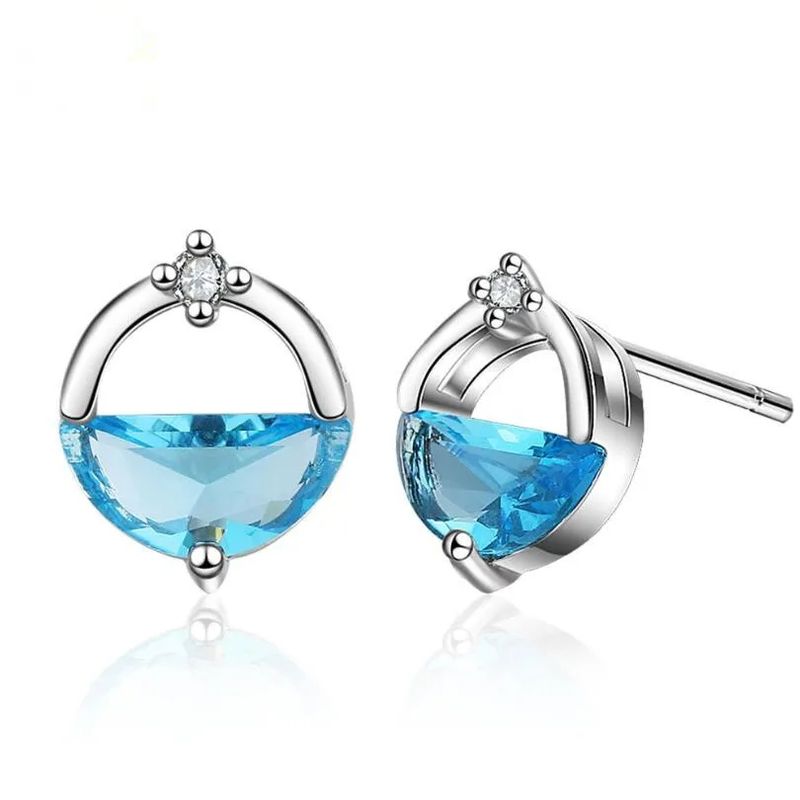 TODOJOYAS - Aros Circular Circon Azul Plateado