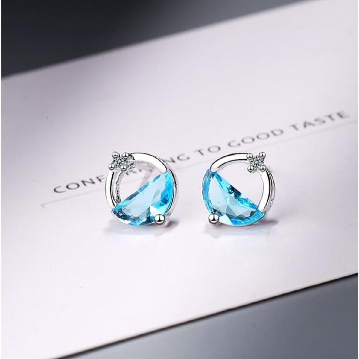 TODOJOYAS - Aros Circular Circon Azul Plateado