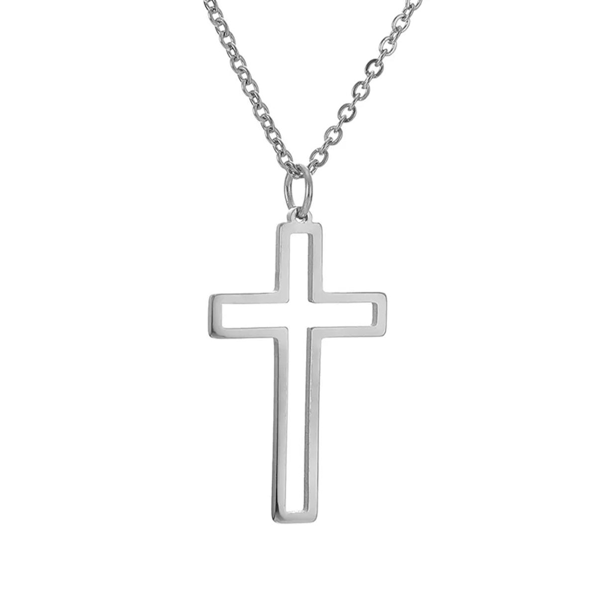 TODOJOYAS - Colgante Collar Cruz Biselada Acero Plateado