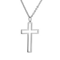 Colgante Collar Cruz Biselada Acero Plateado