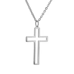 TODOJOYAS - Colgante Collar Cruz Biselada Acero Plateado