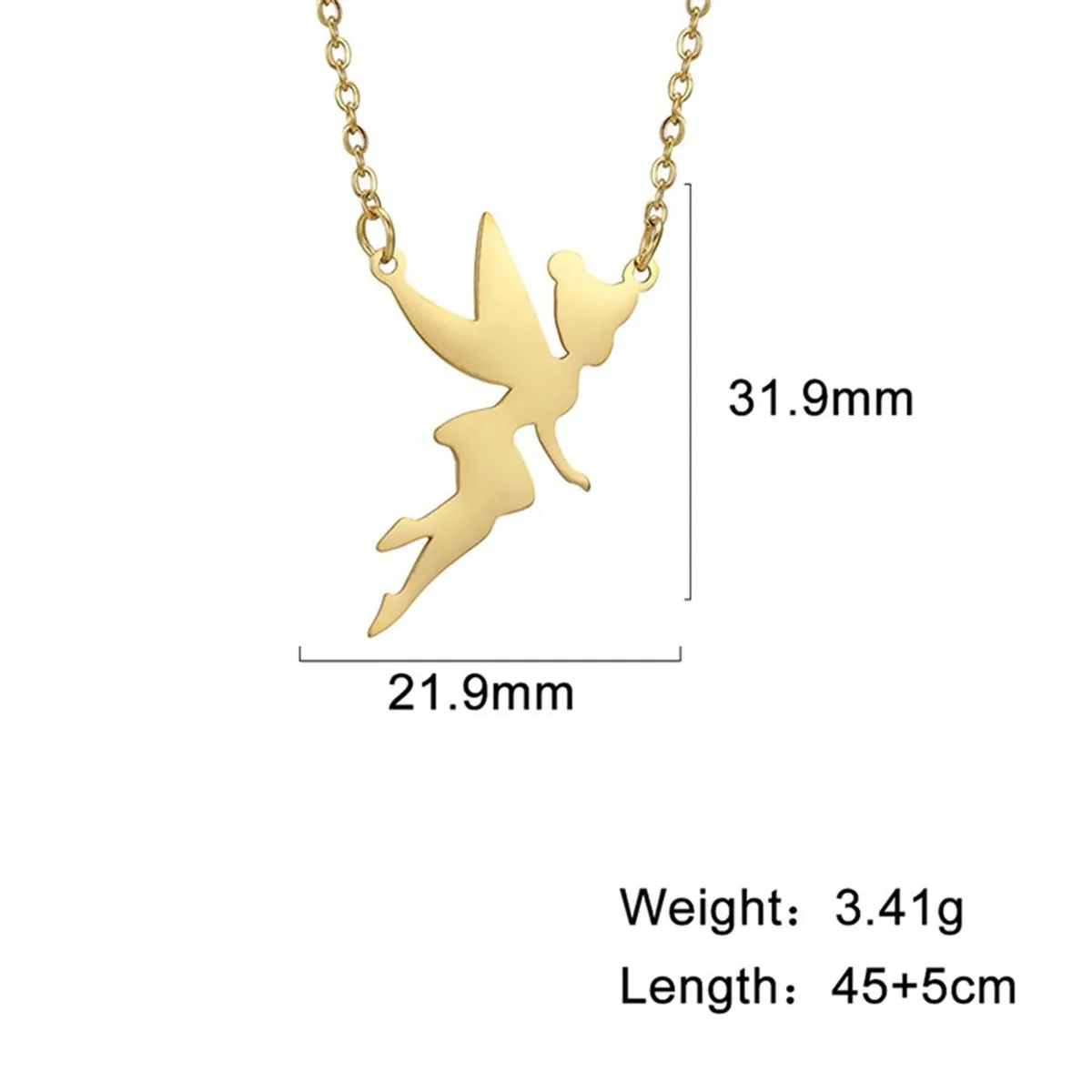 TODOJOYAS - Colgante Collar Hada Acero Dorado