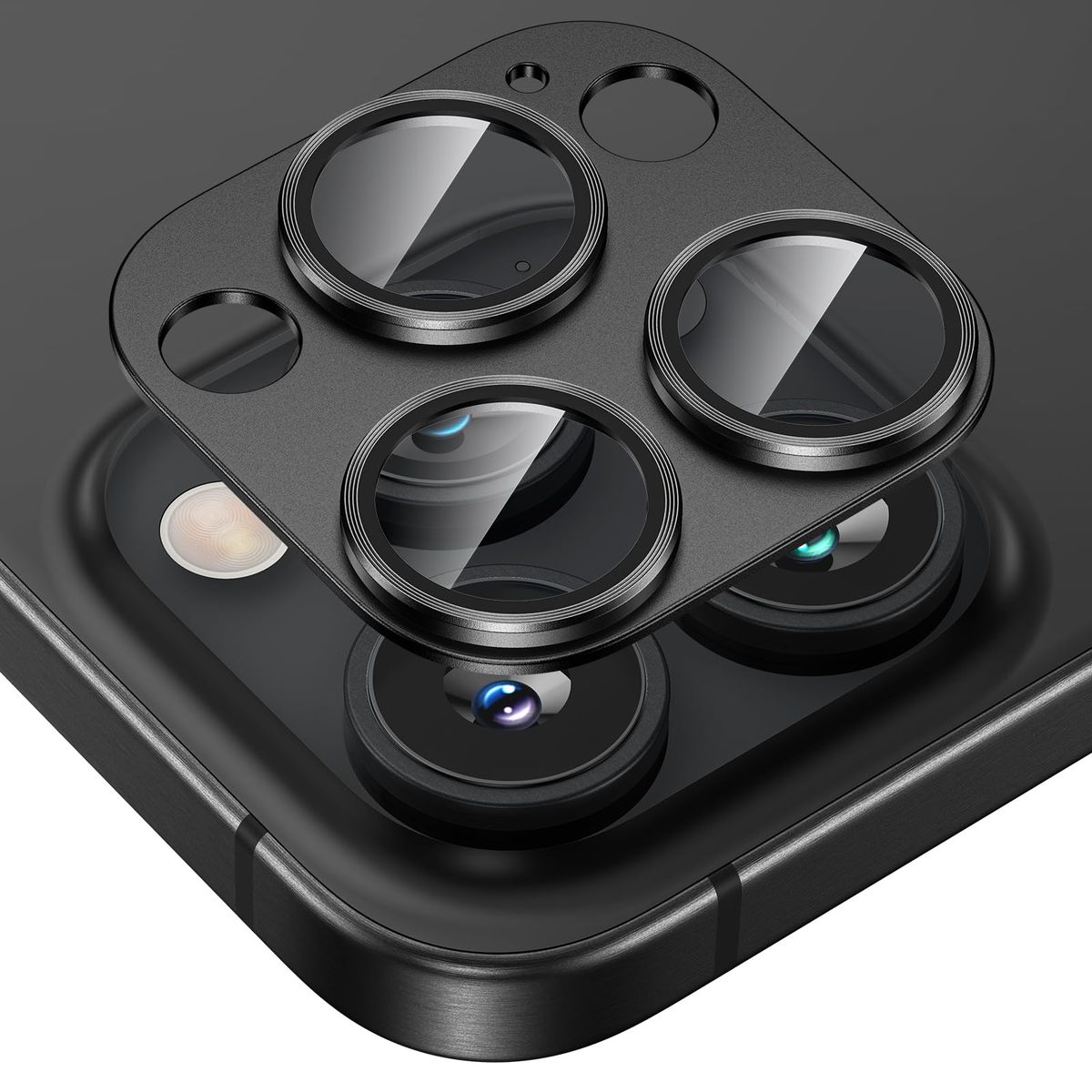 GENERICO - Lamina Para Camara De Aluminio iPhone 15 Pro - 15 Pro Max - Negro