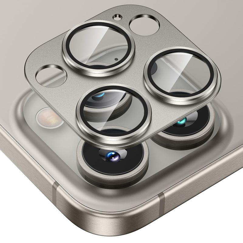 GENERICO - Lamina Para Camara De Aluminio iPhone 15 Pro - 15 Pro Max - Titanio