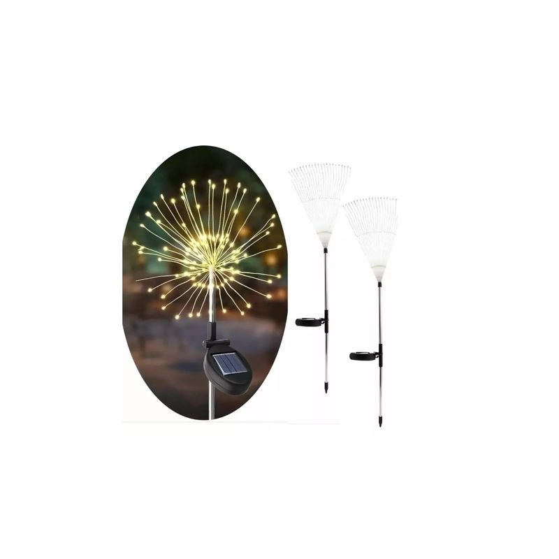 GENERICO - Pack X2 Luces Navidad Hadas Fuego Artificial Luces Led Solar