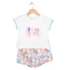 PILLIN - Conjunto Bebe Algodón Verano Niña Gris Claro