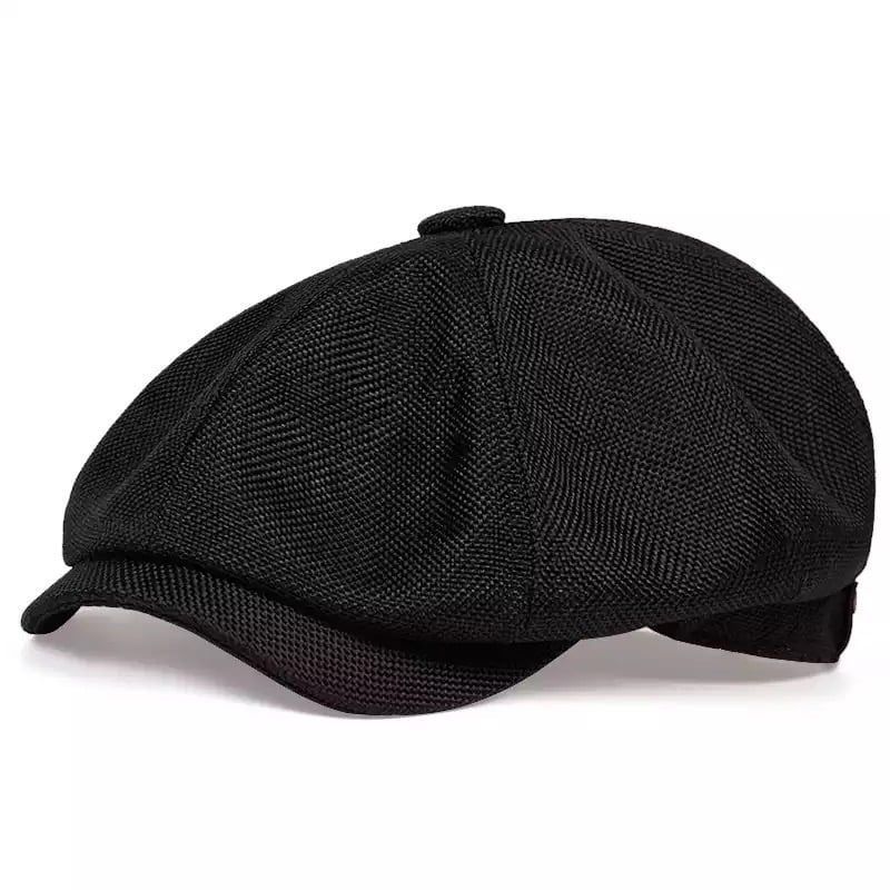 GENERICO - Gorro Boina  Negra Oscuro Tipo Ocasional, Forma Octogonal  Negra