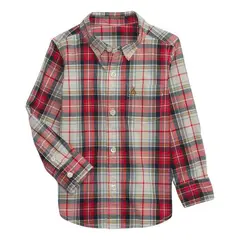 GAP - Camisa Poplin Manga Larga Rojo