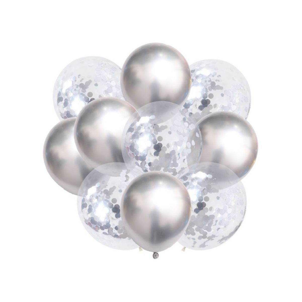 BABYLUNA - Set 12 Globos Premium para Fiestas Plateado más Inflador