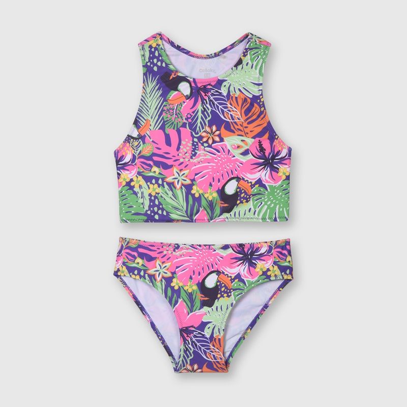 COLLOKY - Bikini de niña playa fucsia (2 a 12 años) 2-3 Años.